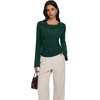 image:imageREORIA Womens Cowl Neck Ribbed Knit Long Bell Sleeve Going Out Tops BlouseForest Green