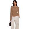 image:imageREORIA Womens Cowl Neck Ribbed Knit Long Bell Sleeve Going Out Tops BlouseLatte