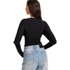 image:imageREORIA Womens Deep V Neck Batwing Sleeve Cinched Waist Tops for Going OutBlack
