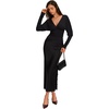 image:imageREORIA Womens Deep V Neck Batwing Sleeve Cinched Waist Tops for Going OutBlack