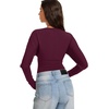 image:imageREORIA Womens Deep V Neck Batwing Sleeve Cinched Waist Tops for Going OutBurgundy