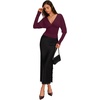 image:imageREORIA Womens Deep V Neck Batwing Sleeve Cinched Waist Tops for Going OutBurgundy