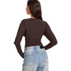 image:imageREORIA Womens Deep V Neck Batwing Sleeve Cinched Waist Tops for Going OutCoffee