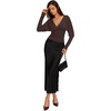 image:imageREORIA Womens Deep V Neck Batwing Sleeve Cinched Waist Tops for Going OutCoffee