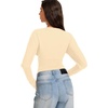 image:imageREORIA Womens Deep V Neck Batwing Sleeve Cinched Waist Tops for Going OutPastel Yellow