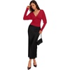 image:imageREORIA Womens Deep V Neck Batwing Sleeve Cinched Waist Tops for Going OutRed