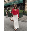 image:imageREORIA Womens Deep V Neck Batwing Sleeve Cinched Waist Tops for Going OutRed