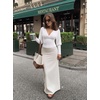 image:imageREORIA Womens Deep V Neck Batwing Sleeve Cinched Waist Tops for Going OutWhite