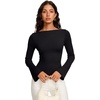 image:imageREORIA Womens Double Lined Y2K Cropped Top Bell Sleeve Fall Basic ShirtsBlack