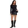 image:imageREORIA Womens Double Lined Y2K Cropped Top Bell Sleeve Fall Basic ShirtsBlack