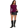 image:imageREORIA Womens Double Lined Y2K Cropped Top Bell Sleeve Fall Basic ShirtsBurgundy