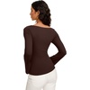 image:imageREORIA Womens Double Lined Y2K Cropped Top Bell Sleeve Fall Basic ShirtsCoffee