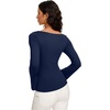 image:imageREORIA Womens Double Lined Y2K Cropped Top Bell Sleeve Fall Basic ShirtsDark Blue