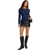 image:imageREORIA Womens Double Lined Y2K Cropped Top Bell Sleeve Fall Basic ShirtsDark Blue