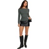 image:imageREORIA Womens Double Lined Y2K Cropped Top Bell Sleeve Fall Basic ShirtsSage Green