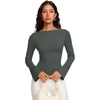 image:imageREORIA Womens Double Lined Y2K Cropped Top Bell Sleeve Fall Basic ShirtsSage Green