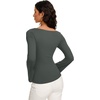 image:imageREORIA Womens Double Lined Y2K Cropped Top Bell Sleeve Fall Basic ShirtsSage Green