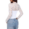 image:imageREORIA Womens Lace Cutout Front Bodysuits Long Sleeve Bodysuit Tops TrendyWhite