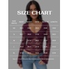 image:imageREORIA Womens Lace Long Bell Sleeve Tops Sexy Deep V Neck Going Out ShirtsBurgundy
