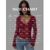 image:imageREORIA Womens Lace Long Bell Sleeve Tops Sexy Deep V Neck Going Out ShirtsEmboldened Red