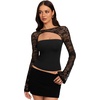 image:imageREORIA Womens Lace Tops Going Out Long Sleeve ShirtsBlack Onyx