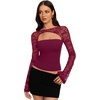 image:imageREORIA Womens Lace Tops Going Out Long Sleeve ShirtsCordovan