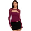 image:imageREORIA Womens Lace Tops Going Out Long Sleeve ShirtsCordovan