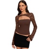 image:imageREORIA Womens Lace Tops Going Out Long Sleeve ShirtsShaved Chocolate