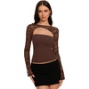 image:imageREORIA Womens Lace Tops Going Out Long Sleeve ShirtsShaved Chocolate