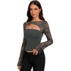 image:imageREORIA Womens Lace Tops Going Out Long Sleeve ShirtsThyme