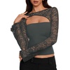 image:imageREORIA Womens Lace Tops Going Out Long Sleeve ShirtsThyme