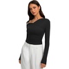 image:imageREORIA Womens Long Sleeve Asymmetrical Shirts Going Out Ruched Wrap TopsBlack Onyx