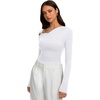 image:imageREORIA Womens Long Sleeve Asymmetrical Shirts Going Out Ruched Wrap TopsBrilliant White