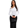 image:imageREORIA Womens Long Sleeve Asymmetrical Shirts Going Out Ruched Wrap TopsBrilliant White