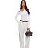 image:imageREORIA Womens Long Sleeve Asymmetrical Shirts Going Out Ruched Wrap TopsBrilliant White