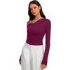 image:imageREORIA Womens Long Sleeve Asymmetrical Shirts Going Out Ruched Wrap TopsCordovan