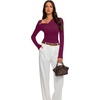 image:imageREORIA Womens Long Sleeve Asymmetrical Shirts Going Out Ruched Wrap TopsCordovan