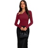 image:imageREORIA Womens Long Sleeve Asymmetrical Shirts Going Out Ruched Wrap TopsCordovan