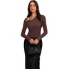 image:imageREORIA Womens Long Sleeve Asymmetrical Shirts Going Out Ruched Wrap TopsShaved Chocolate