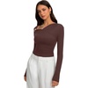 image:imageREORIA Womens Long Sleeve Asymmetrical Shirts Going Out Ruched Wrap TopsShaved Chocolate