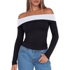 image:imageREORIA Womens Long Sleeve Off Shoulder T Shirts Mesh Going Out TopsBlack Onyx