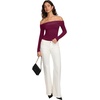 image:imageREORIA Womens Long Sleeve Off Shoulder T Shirts Mesh Going Out TopsCordovan