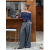 image:imageREORIA Womens Long Sleeve Off Shoulder T Shirts Mesh Going Out TopsDark Denim
