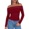 image:imageREORIA Womens Long Sleeve Off Shoulder T Shirts Mesh Going Out TopsEmboldened