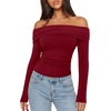 image:imageREORIA Womens Long Sleeve Off Shoulder T Shirts Mesh Going Out TopsEmboldened
