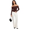 image:imageREORIA Womens Long Sleeve Off Shoulder T Shirts Mesh Going Out TopsShaved Chocolate