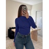 image:imageREORIA Womens Long Sleeve Ruched Bodysuit TopsBellwether Blue