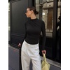 image:imageREORIA Womens Long Sleeve Ruched Bodysuit TopsBlack
