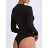 image:imageREORIA Womens Long Sleeve Ruched Bodysuit TopsBlack