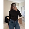 image:imageREORIA Womens Long Sleeve Ruched Bodysuit TopsBlack